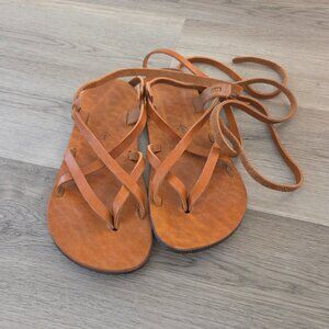 Laboo X Anya - Leather Sandals with Ankle Wrap